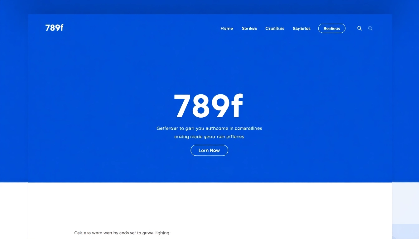 789f logo displayed on a sleek website homepage with modern tech-inspired design elements, inviting and professional.