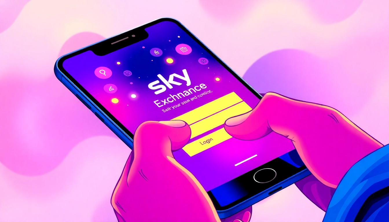Sky exchange login process shown on a smartphone with secure interface; engaging, user-friendly design enhances online betting experience.