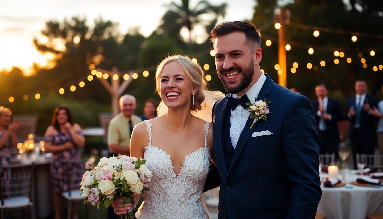This eskuvo fotos expertly captures a happy couple exchanging vows outdoors in natural