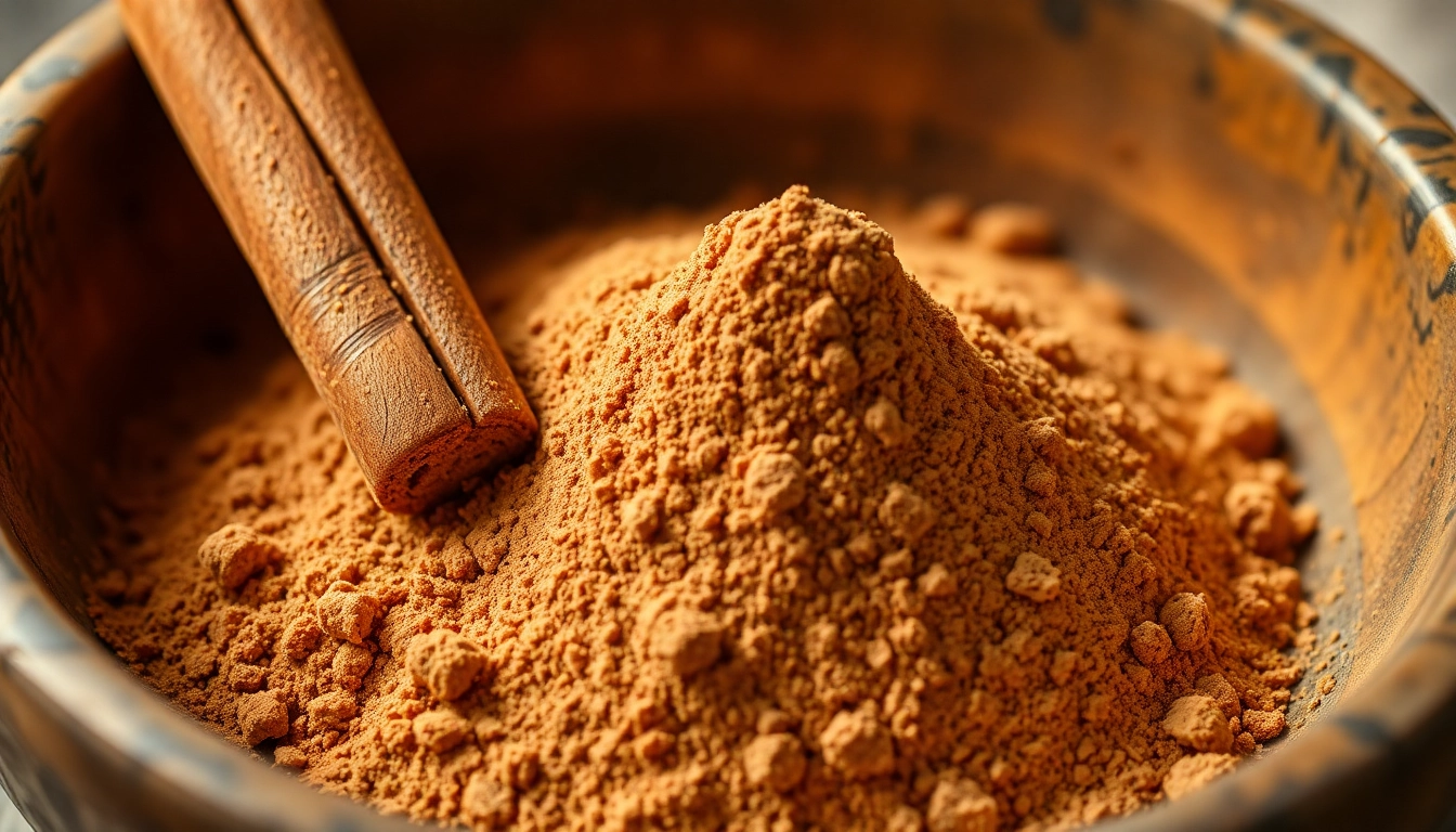 Cinnamon Powder showcased in a rustic bowl highlighting quality and authenticity for baking and
