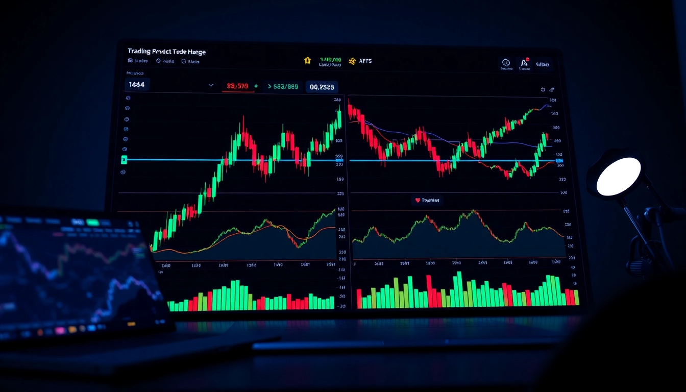 Trading view chart displaying live market trends with colorful candlesticks and technical